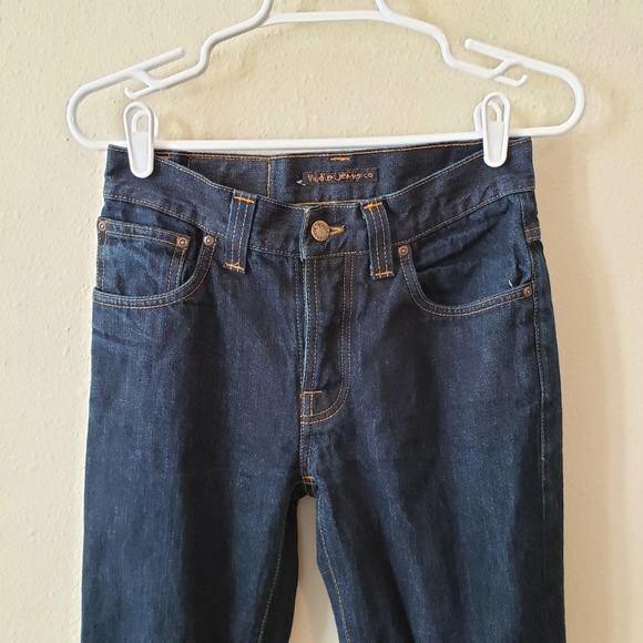 Nudie Jeans Co Men's Organic Cotton Button Fly Jeans Dark Wash Denim 28x34 - Picture 3 of 12